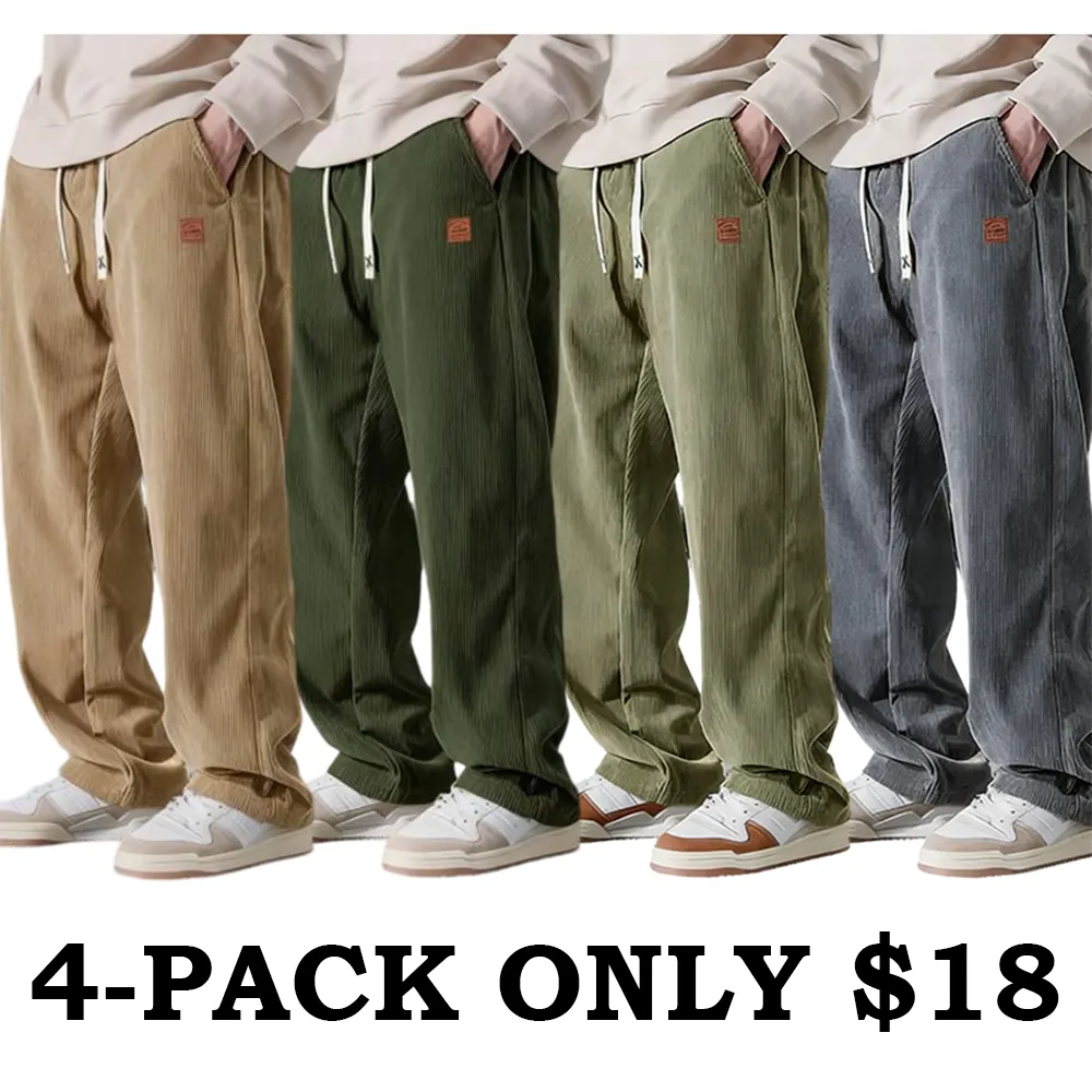 Men's Corduroy Straight-Leg Sweatpants