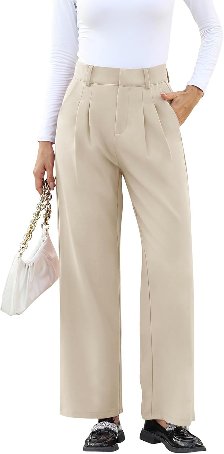 High-Waisted Work Pants for Women – Business Casual Office Trousers with Pockets