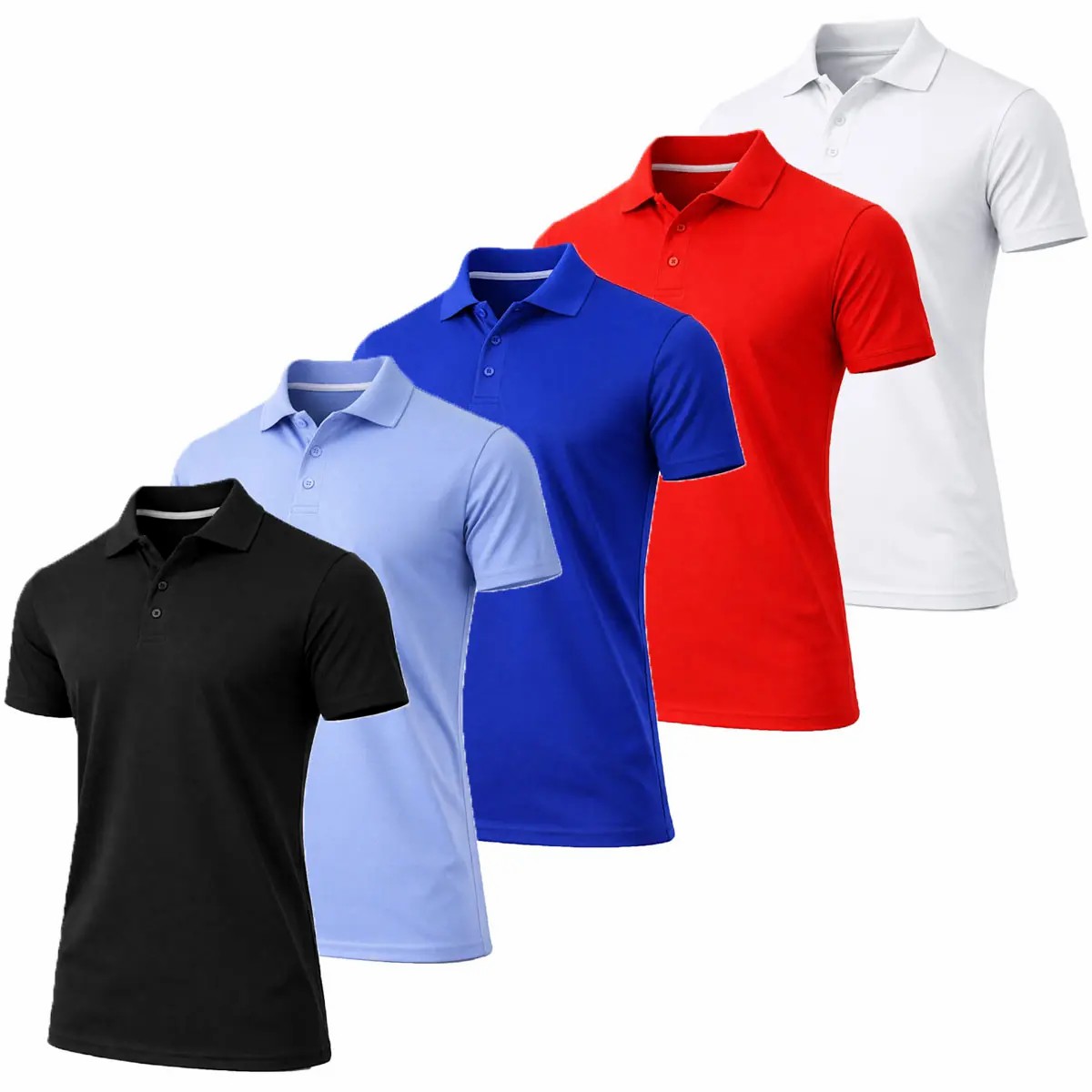 Men's 6-Pack Dry Fit Moisture-Wicking Polo Shirts – Ribbed Sleeve Casual Wear