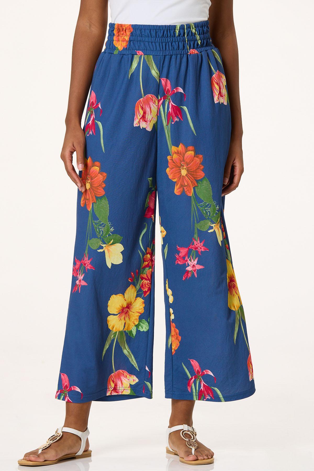 Floral Wide Leg Cropped Pants