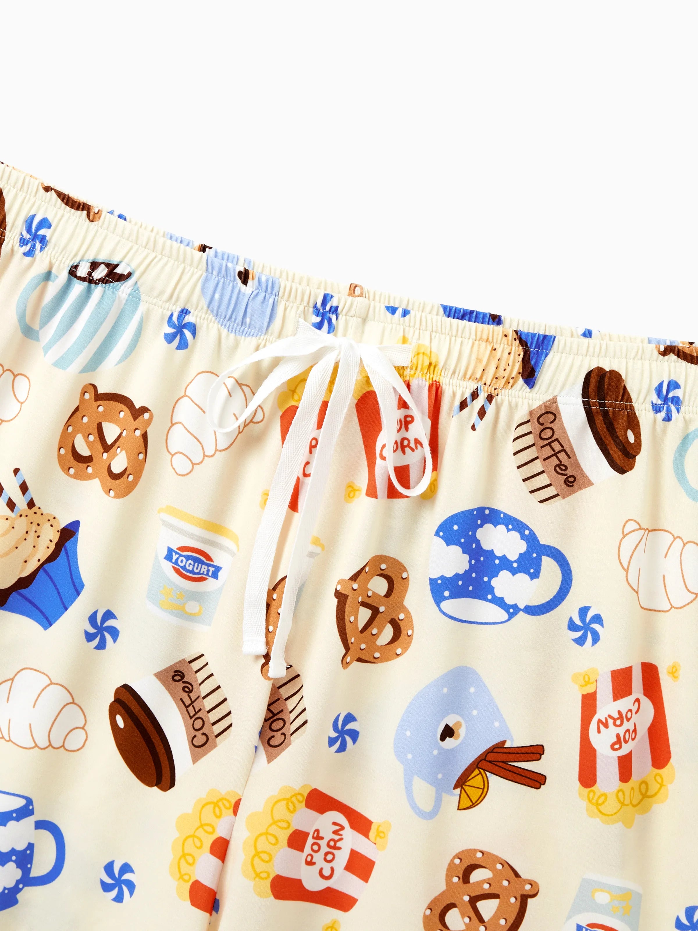 Family Matching Bamboo Pajamas Buttery Soft Bamboo Viscose PJs for Men Women Kids Toddler Baby, Cozy Dessert Print Short-sleeve Sleepwear Blue