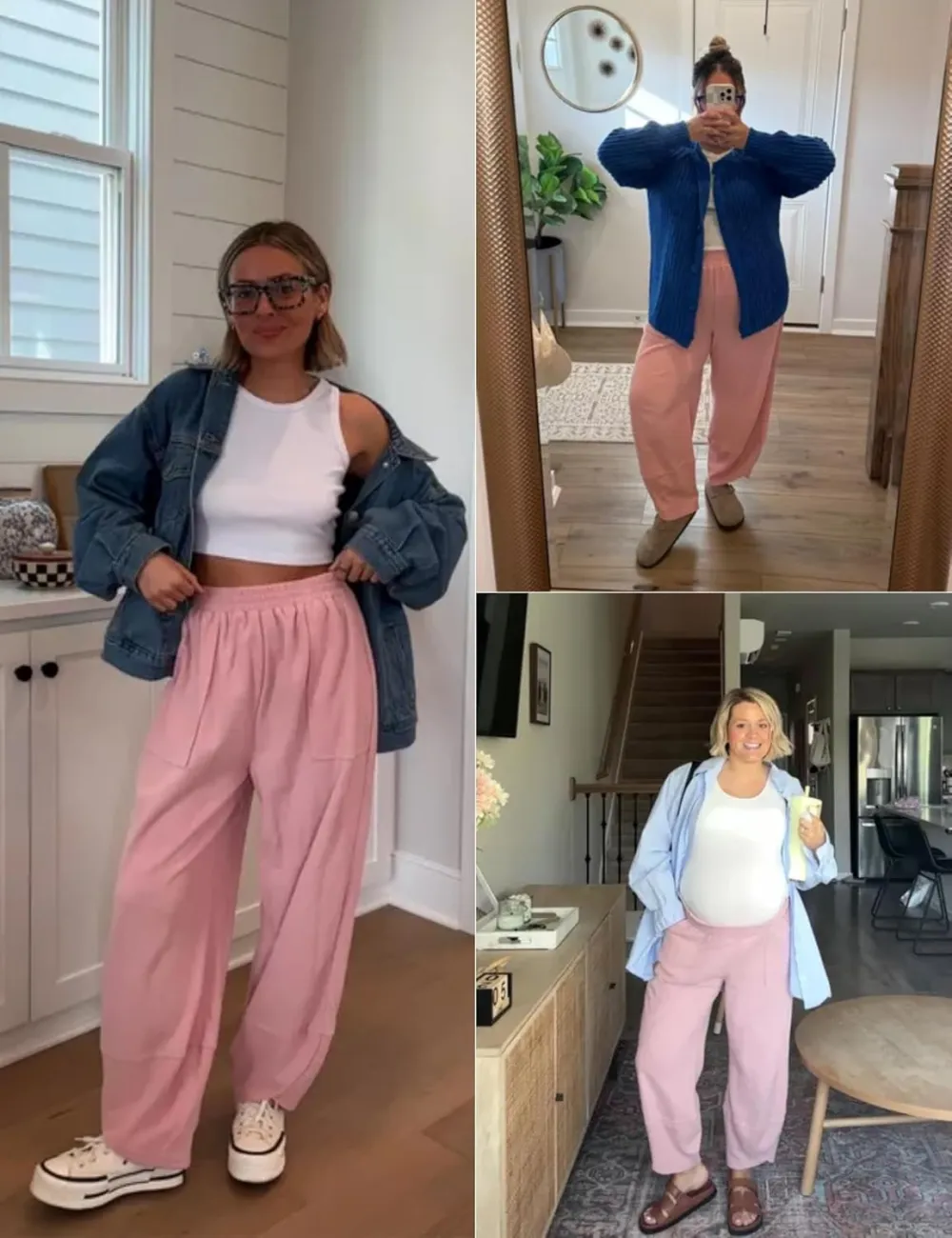 Women's Wide Leg Harem Pants Casual Palazzo Pants with Pockets High Waist Relaxed Fit