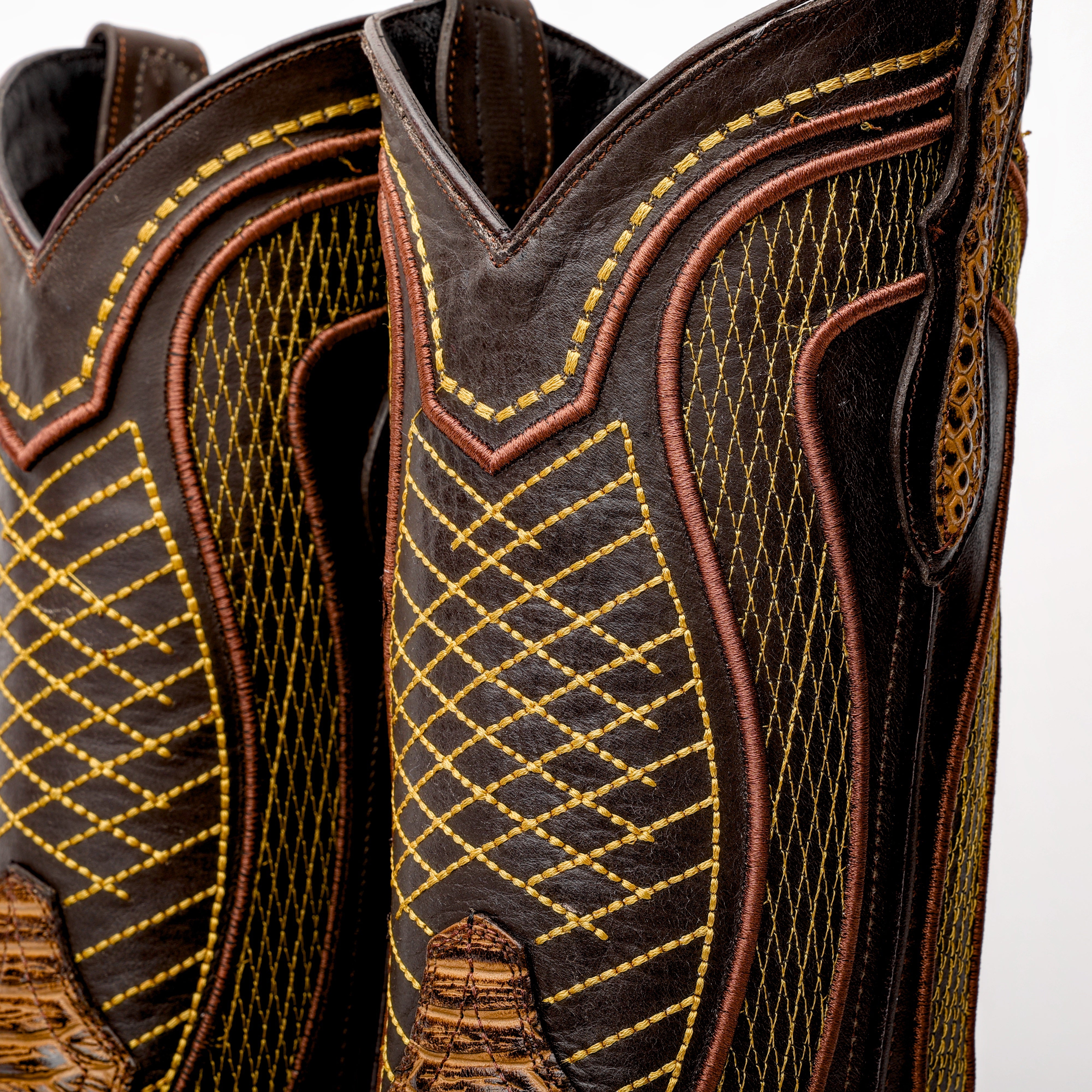 Honey Python Leather Boots - Square Toe