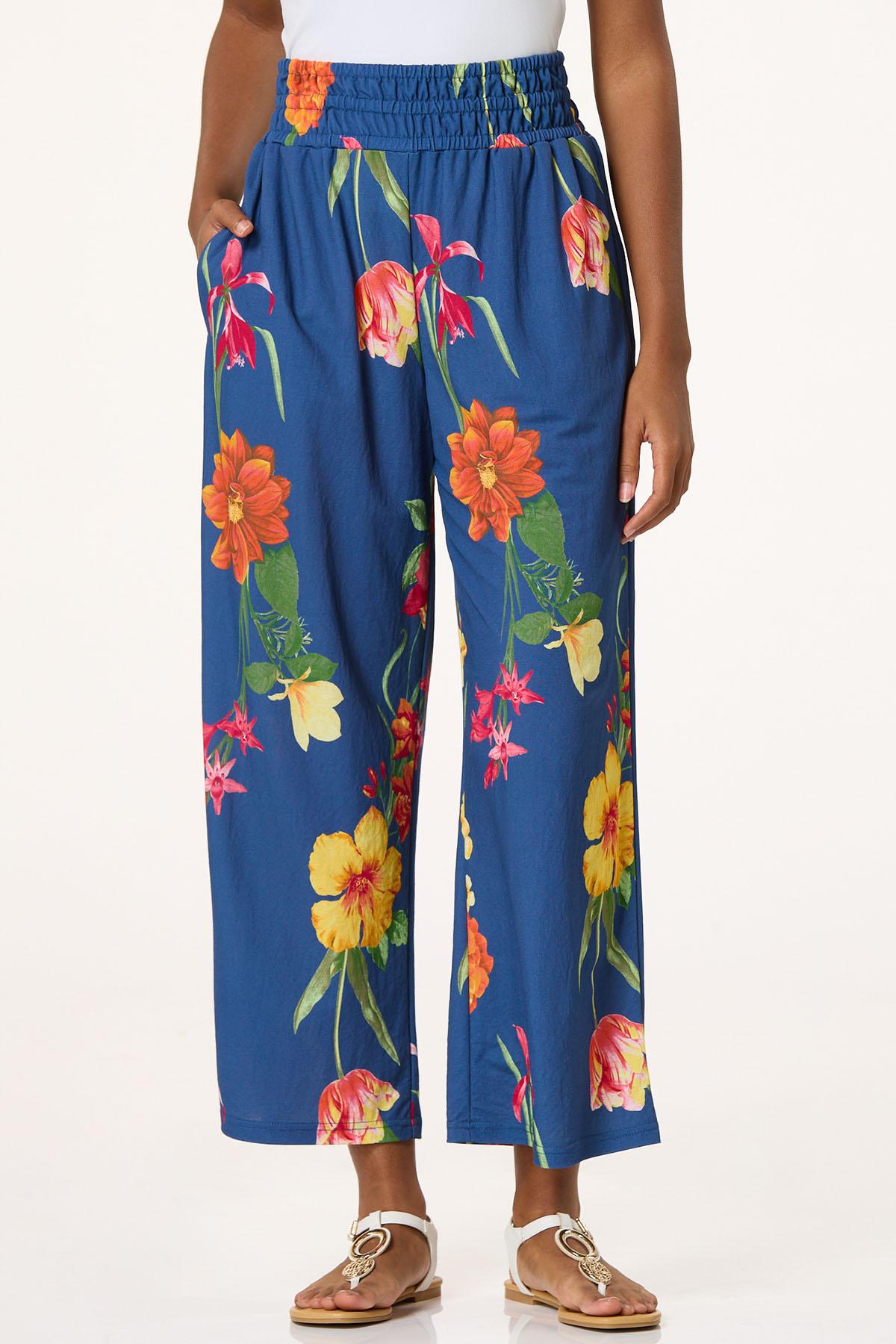 Floral Wide Leg Cropped Pants