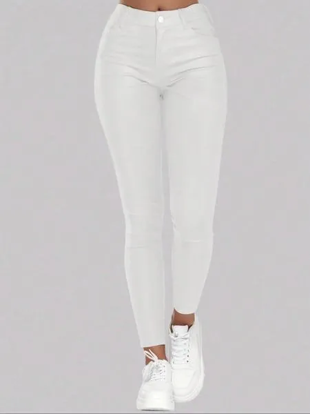 Women's Street Style Solid Color High Waist Skinny Pants