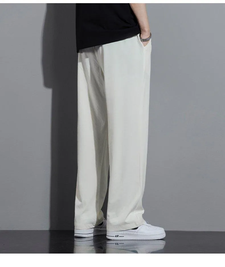 Men’s Casual Lightweight Ice Silk Jogger Pants with Drawstring Waist — Machine washable