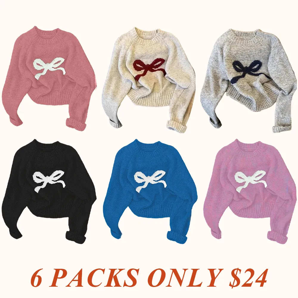 Elegant Bow Knit Sweater for Women