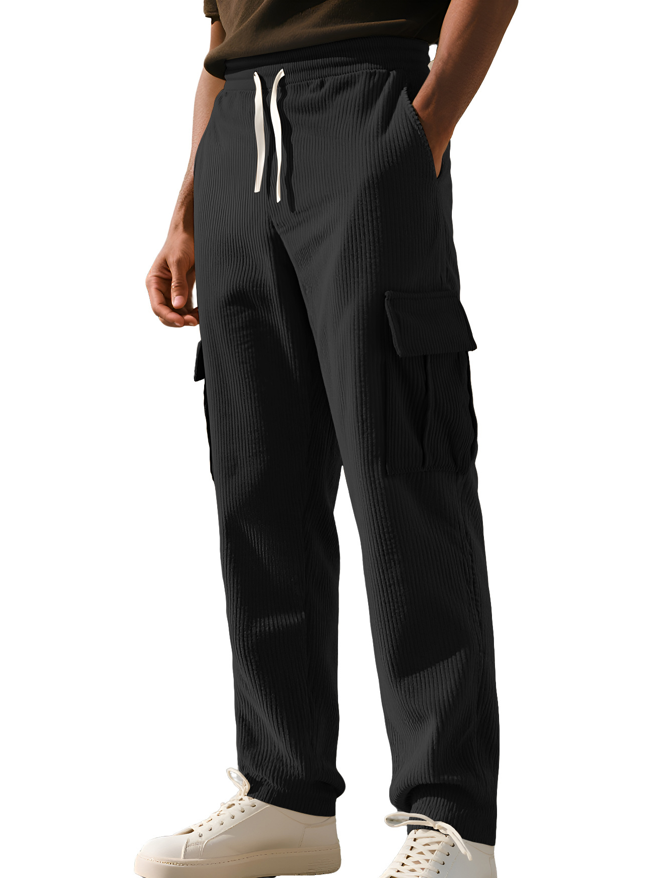 Multi-pocket corduroy men's casual pants