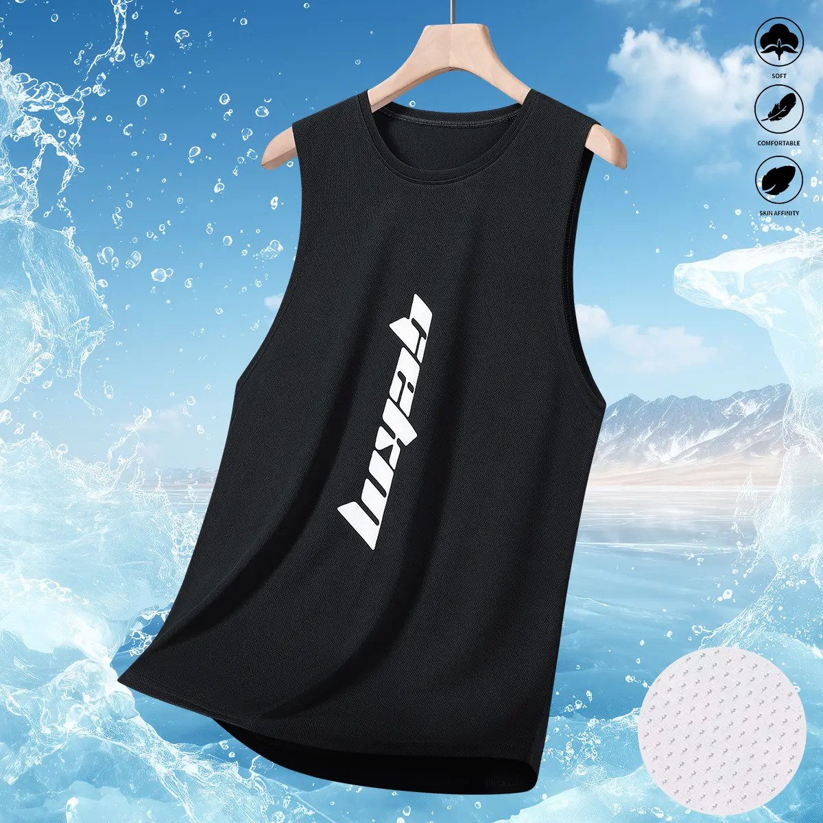 Men's Stylish Sleeveless Shirt - Perfect for Summer - Quick Dry & Breathable Letter Print Slightly Stretch Crew Neck Tank Top