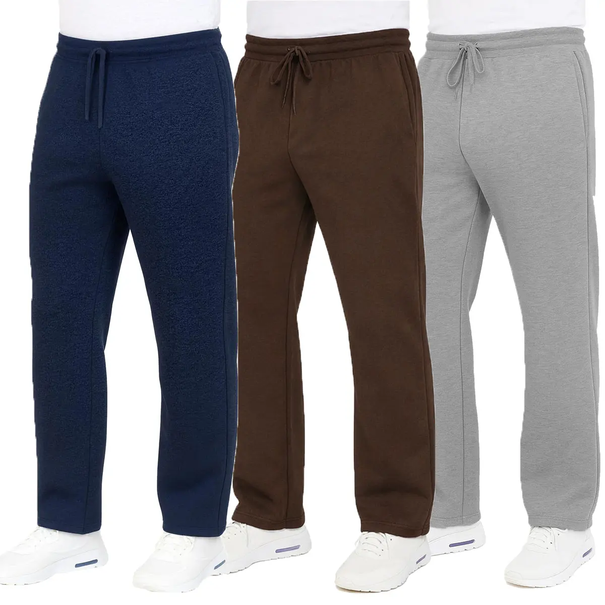 3-Pack Men's Classic Heavyweight Fleece Sweatpants with Open Bottom