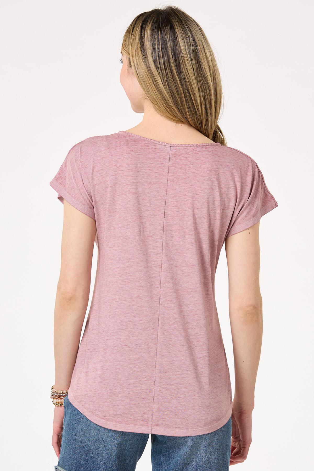 Embroidered Daisy Braided Trim Tee