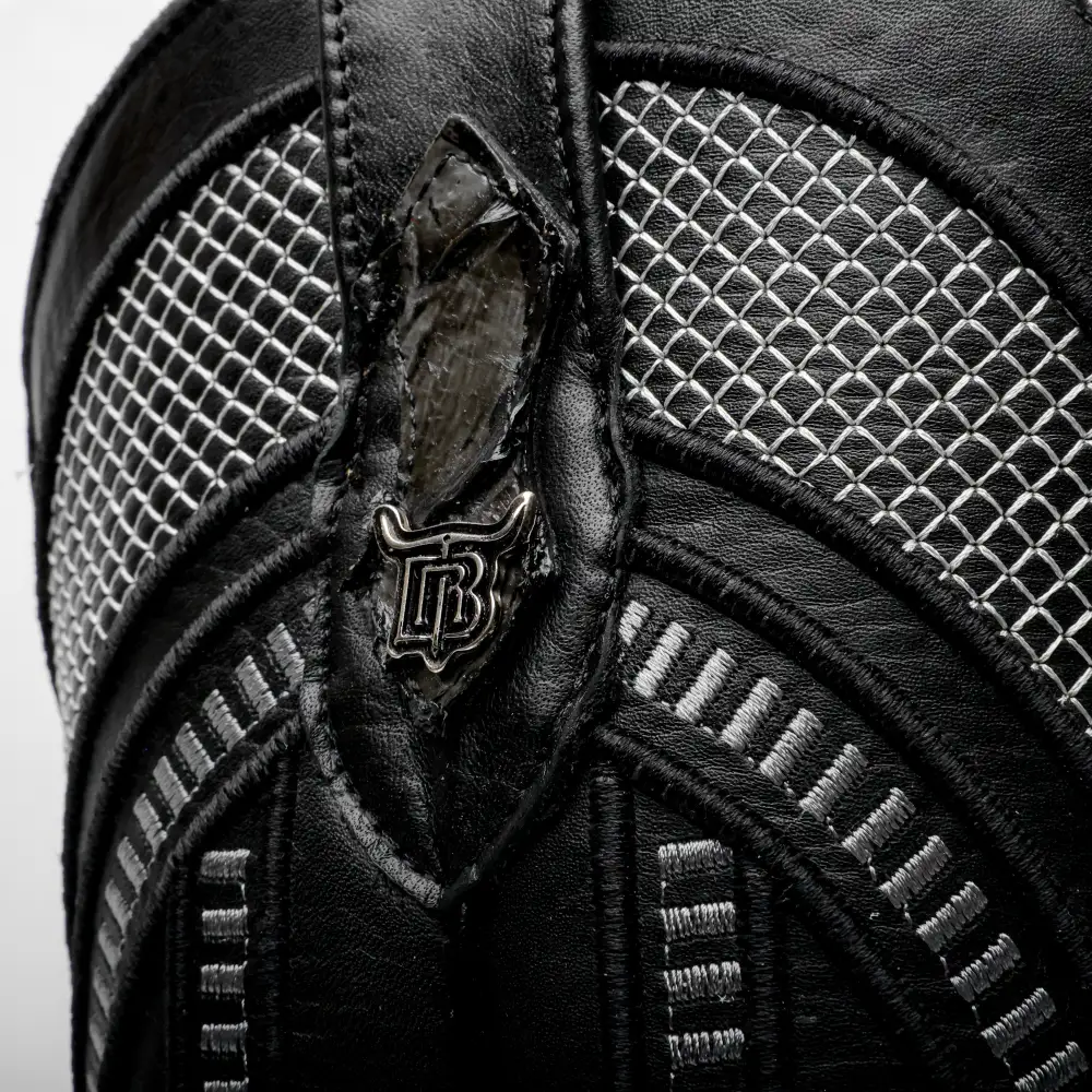 Grey Jumbo Python Leather Boots - Square Toe