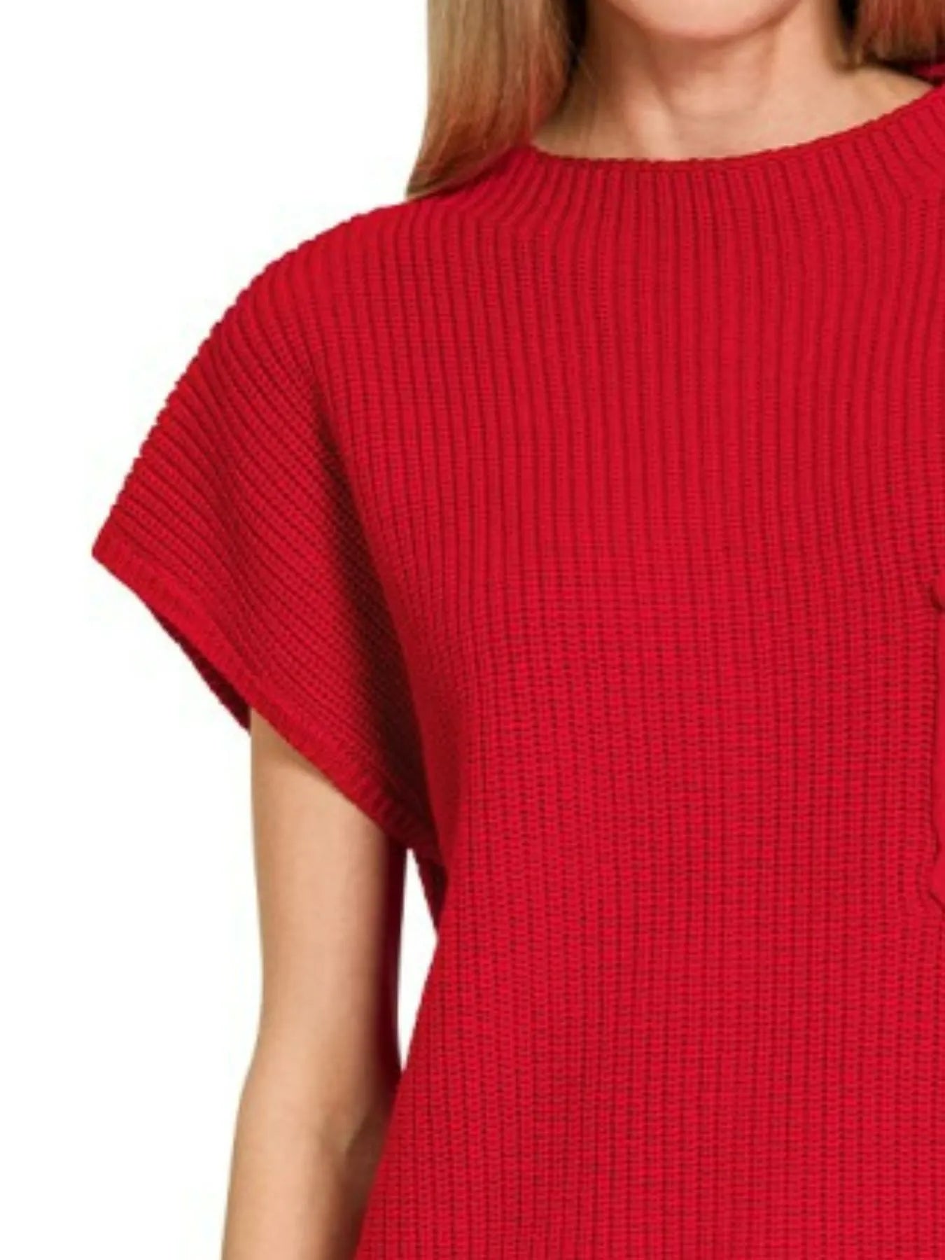 Mock Neck Short Sleeve Sweater