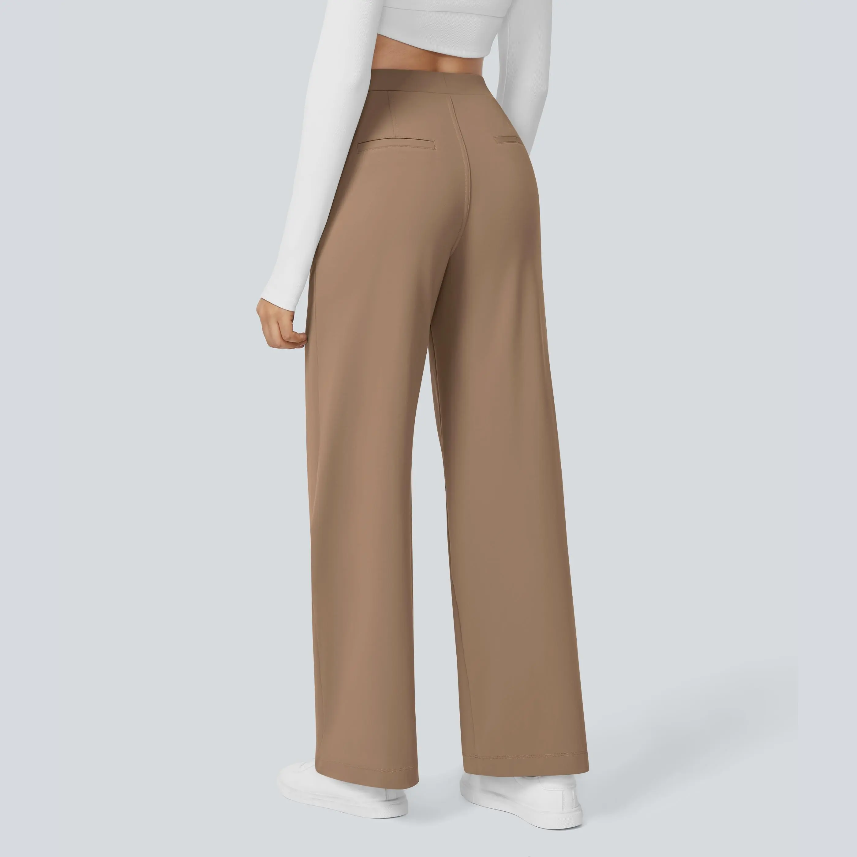 High Waisted Pocket Straight Leg Work Pants