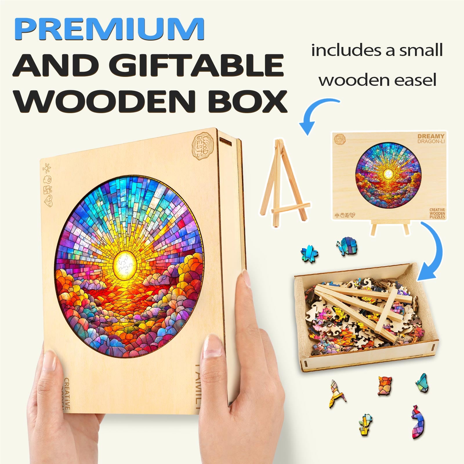 Stained Glass Rainbow Wooden Jigsaw Puzzle