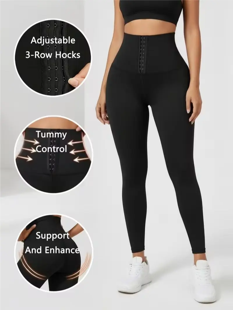 Women's fitness pants with a corset, buttons to flatten the stomach