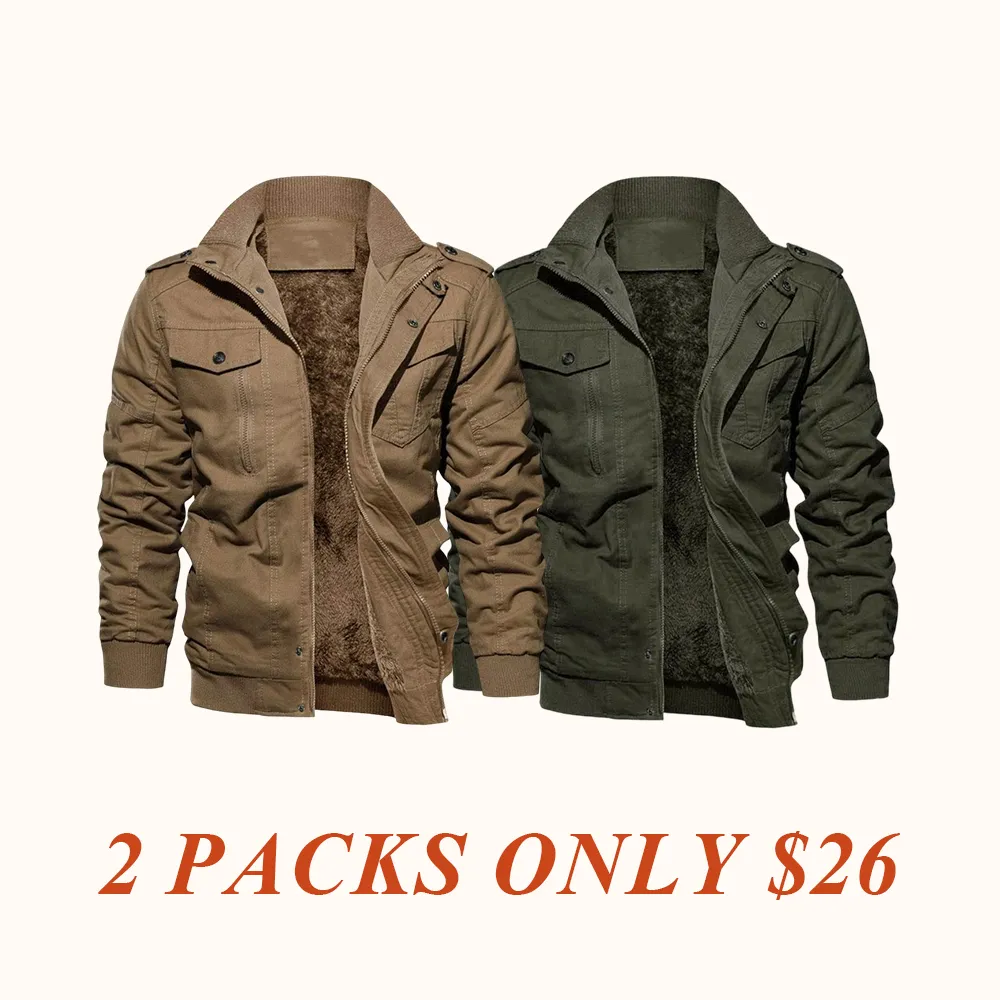 Men's Regular Fit Solid Pocket Zipper Thermal Lined Jacket