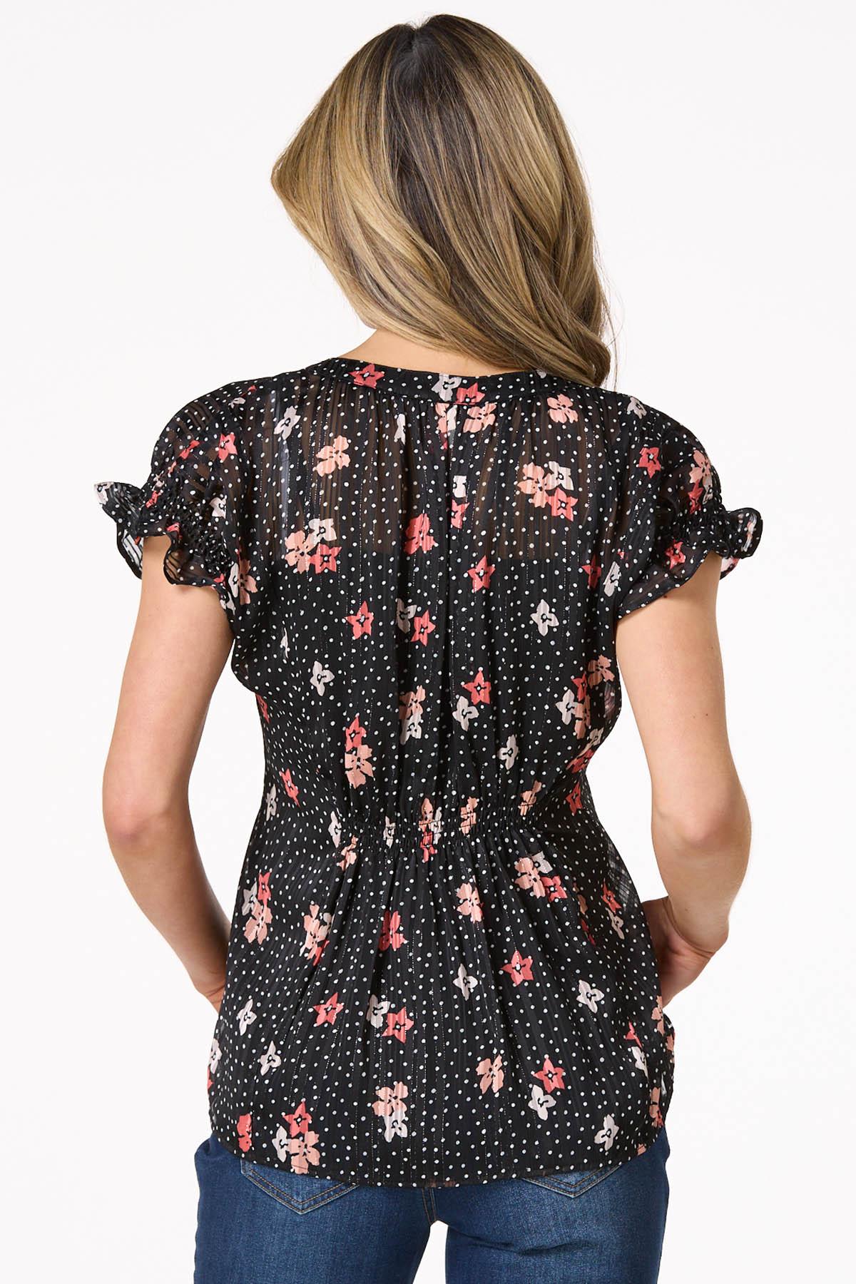 Floral Shadow Stripe Top