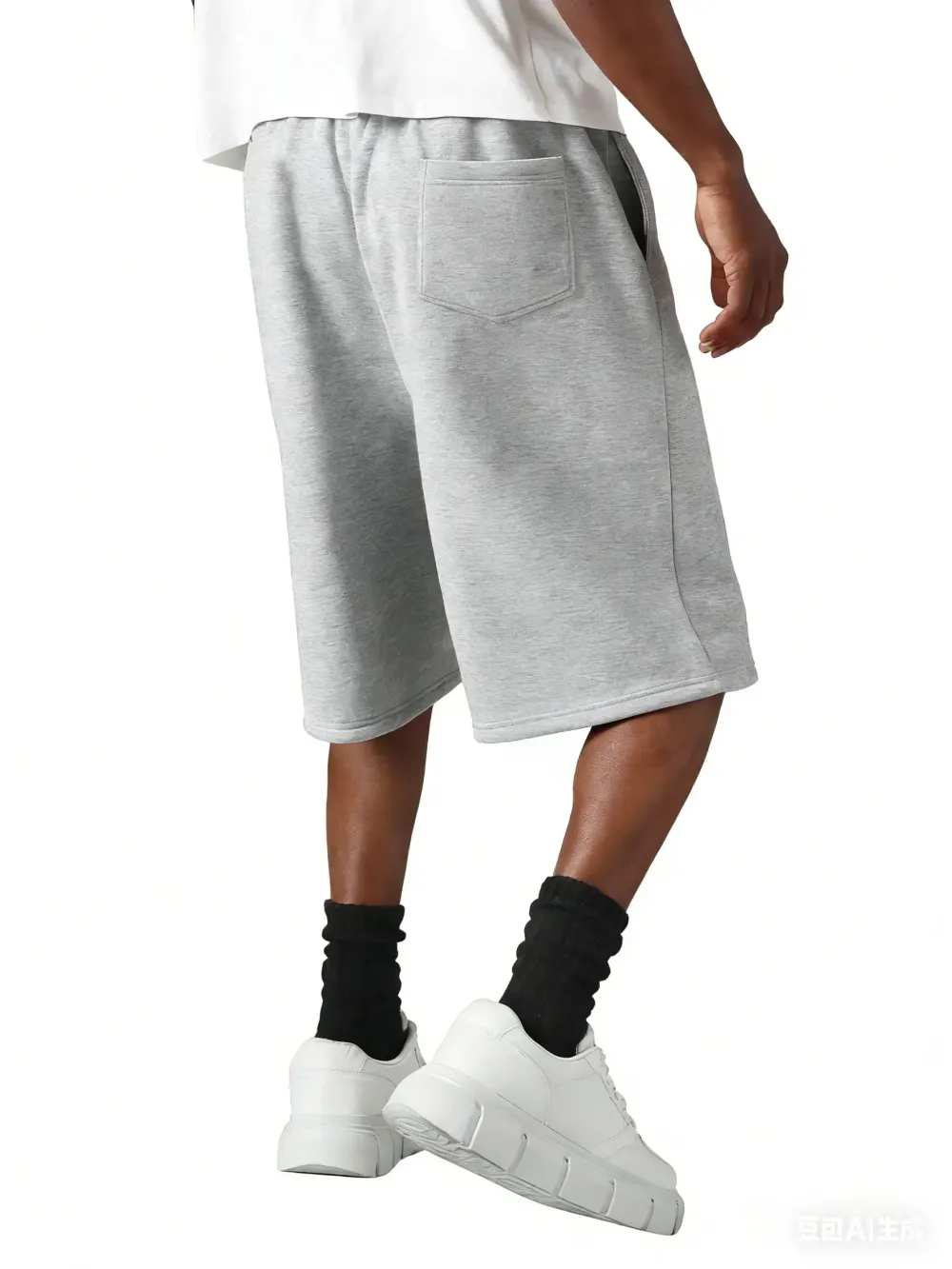 Men’s casual wide-leg shorts with an elastic drawstring waistband, solid color for all seasons, sporty fit