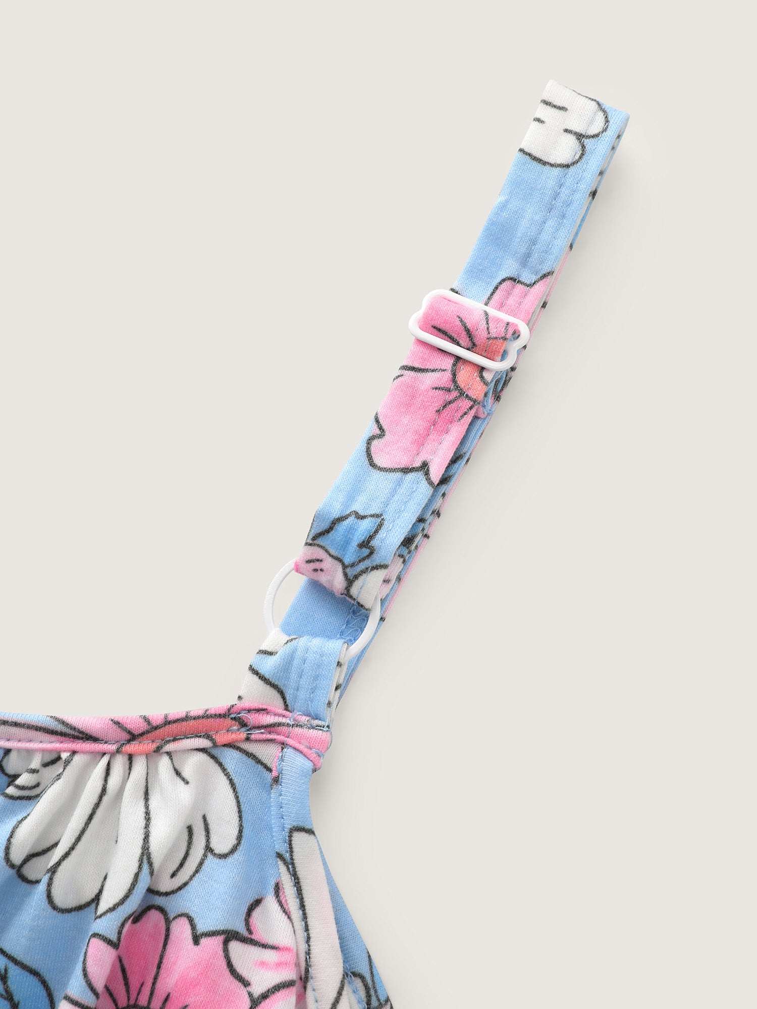 Stretchy Floral Print Wide Straps Jumpsuit