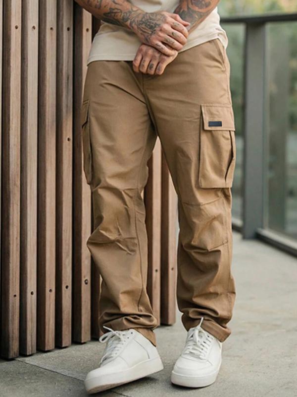 Men's Casual Cargo Pants with Pockets, Woven Fabric, Spring & Fall Wear, Comfortable Fit, Stylish Design for Daily Use