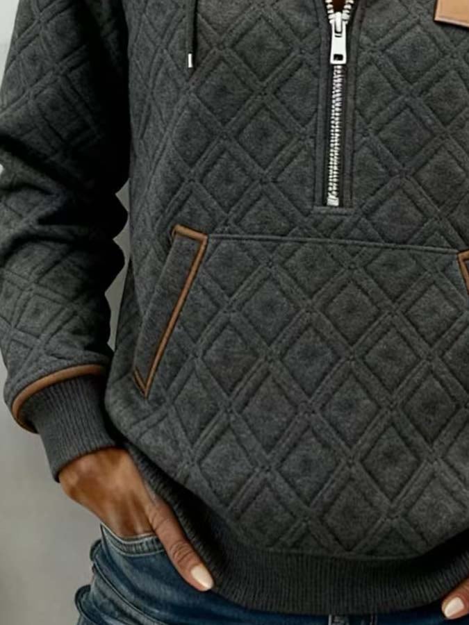 Women'S Casual Color-Blocked Pullover Sweatshirt