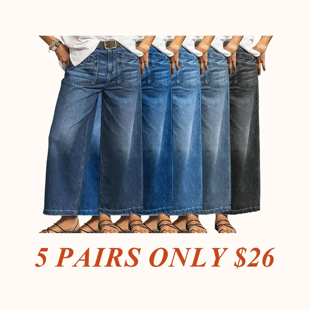 Solid Color Wide Leg Stretchy Jeans, Casual Comfy Denim Stretchy Jeans for Daily Wear, Women's Bottoms for All Seasons
