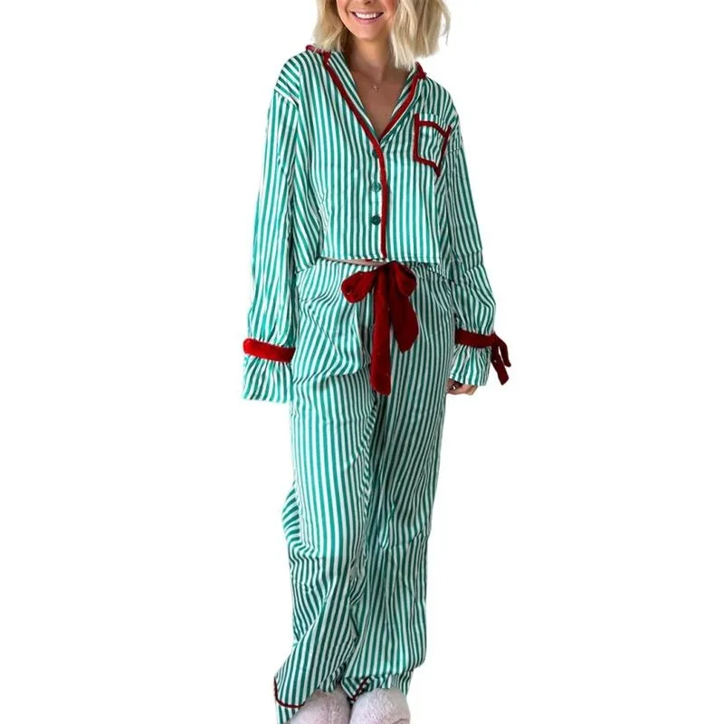 Womens Striped Pajama Set