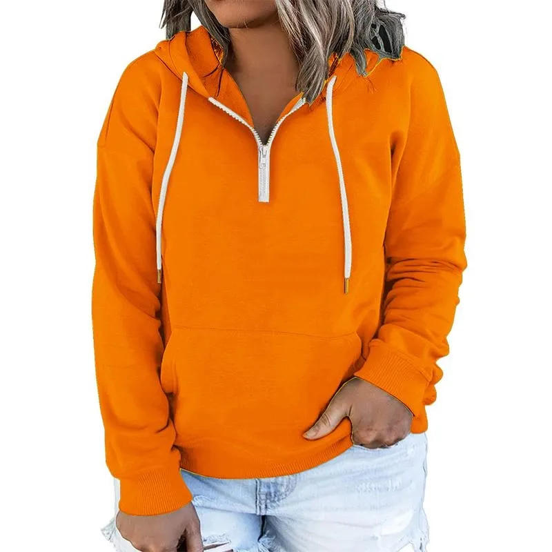 Women's Plus Size Hoodies Quarter Zip-Up Sweatshirts