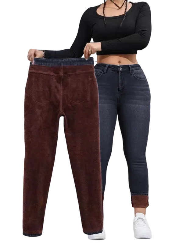 Women's Autumn/Winter Fleece-Lined Jeans