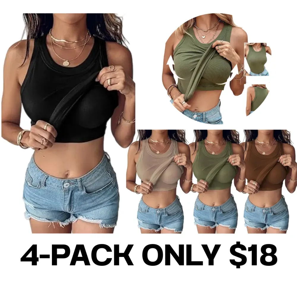 Women's Built-in Bra Ribbed Tank Top