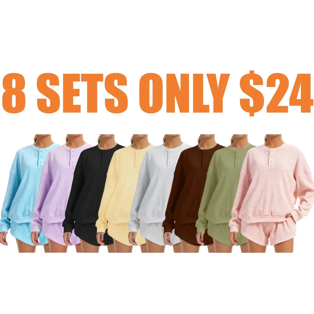 Women's Oversized Waffle Knit Lounge Set