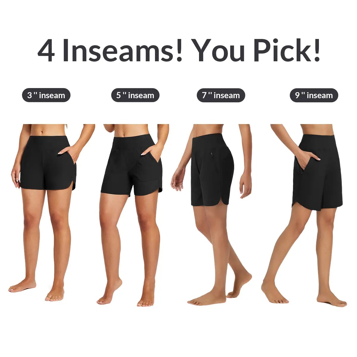 ✨ Women’s High-Waisted Quick-Dry Board Shorts with Pockets