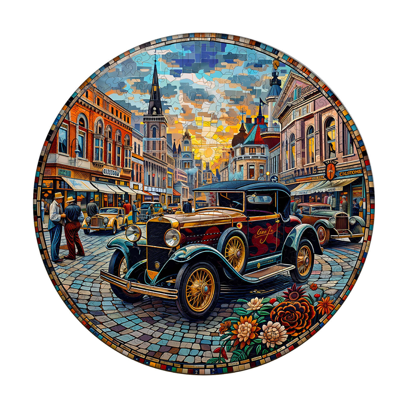 Retro Street Wooden Jigsaw Puzzle