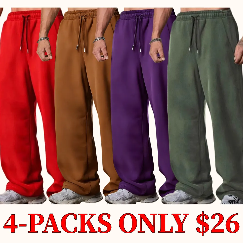 Men's Black Baggy Wide-Leg Sweatpants