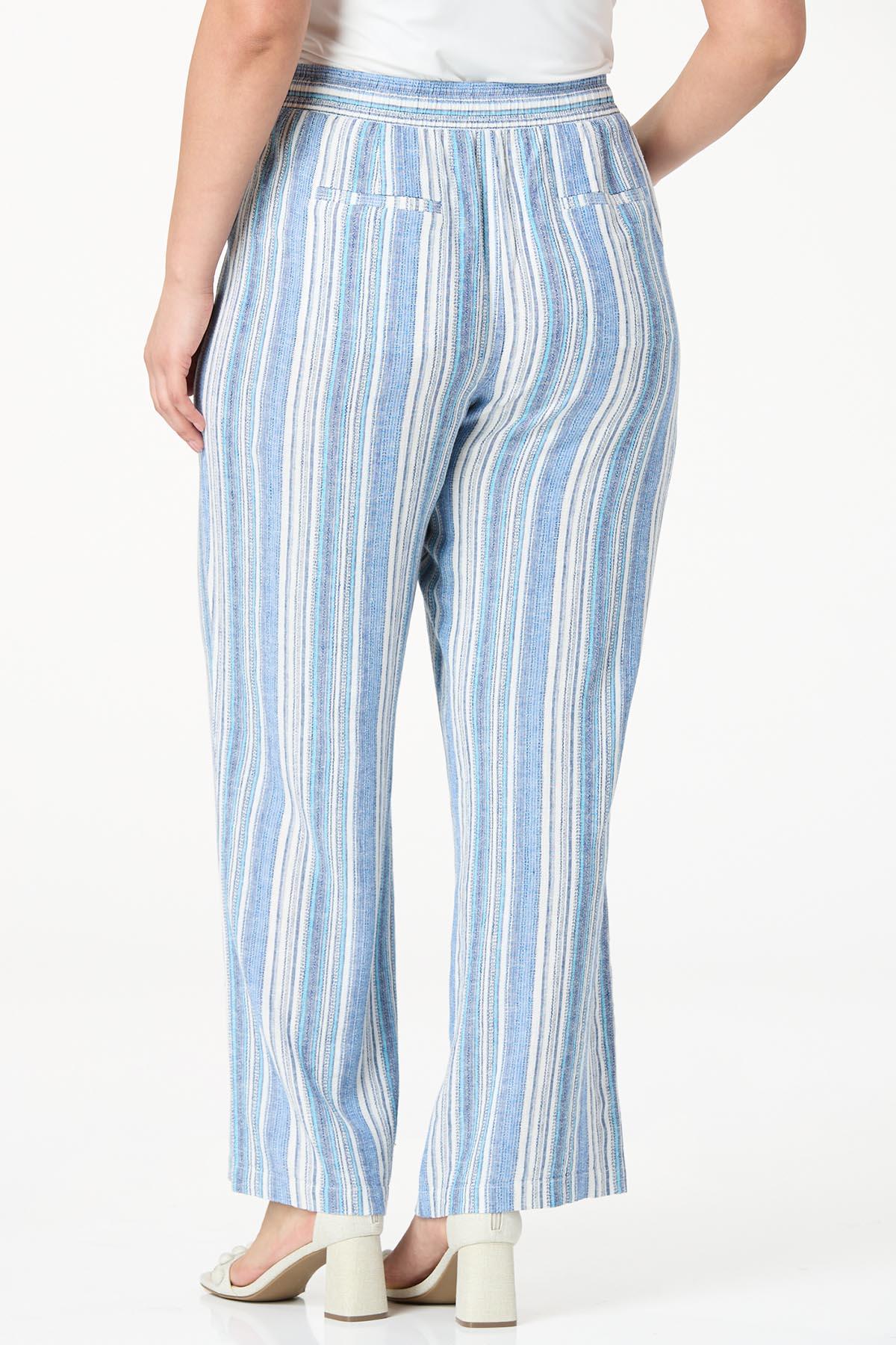 Plus Size Stripe Linen Pants