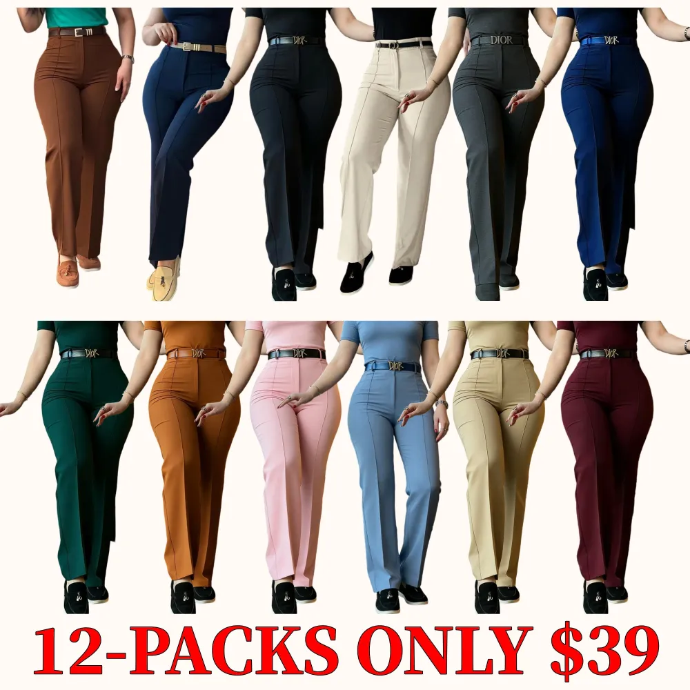 Women's high-waisted straight-leg work pants, business casual pants