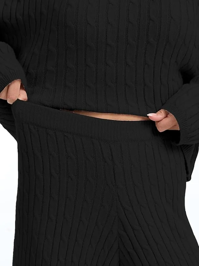 Women's Cable Knit Sweater Lounge Set