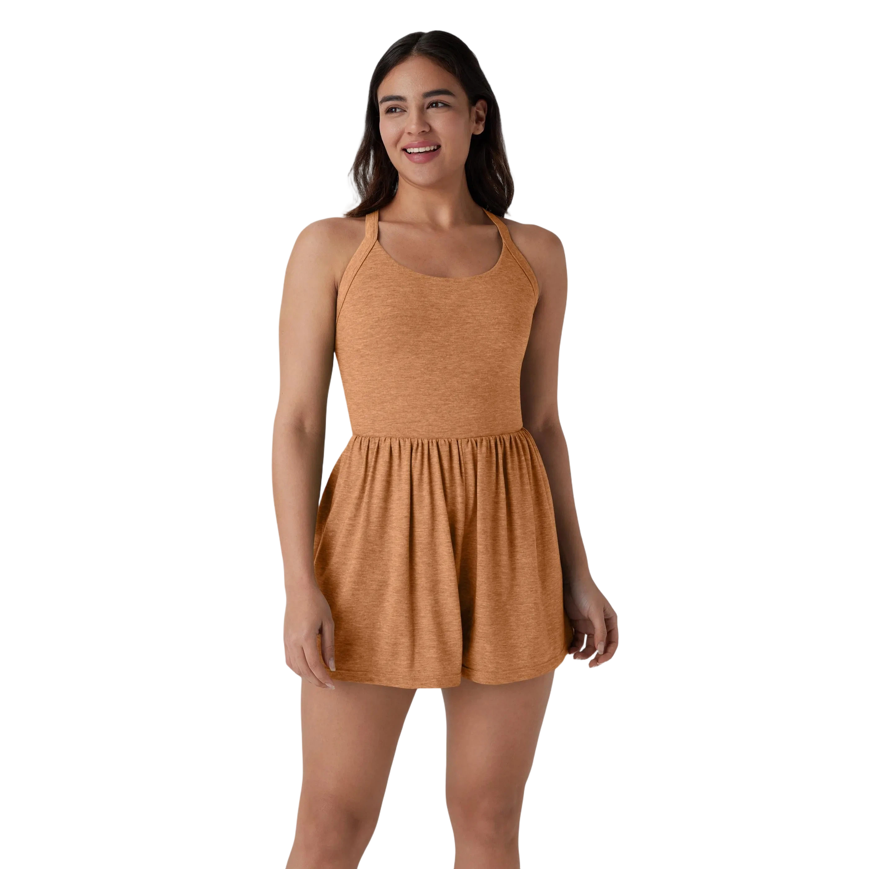 Women’s Backless Twisted 2-in-1 Resort Romper with Built-In Shorts & Pockets
