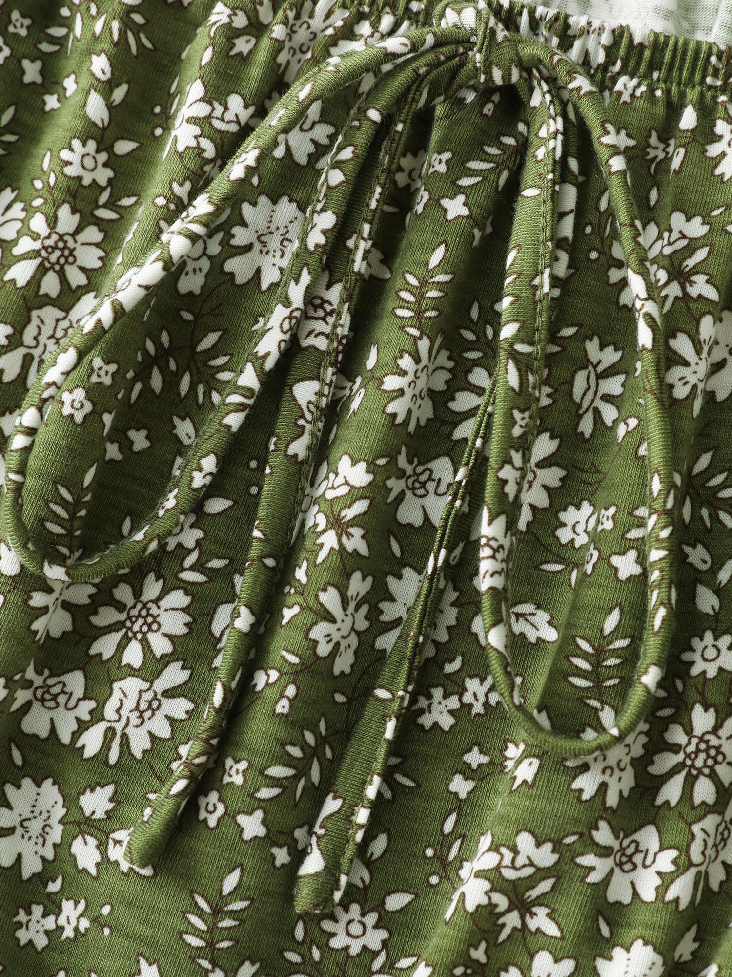 Dense Floral Print Cinched-Waist Midi Dress