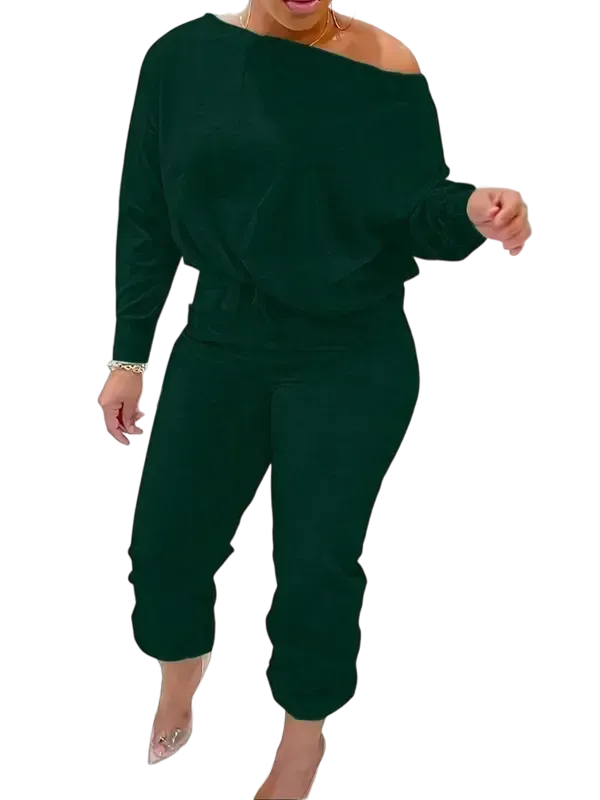 Women's casual one-shoulder two-piece set