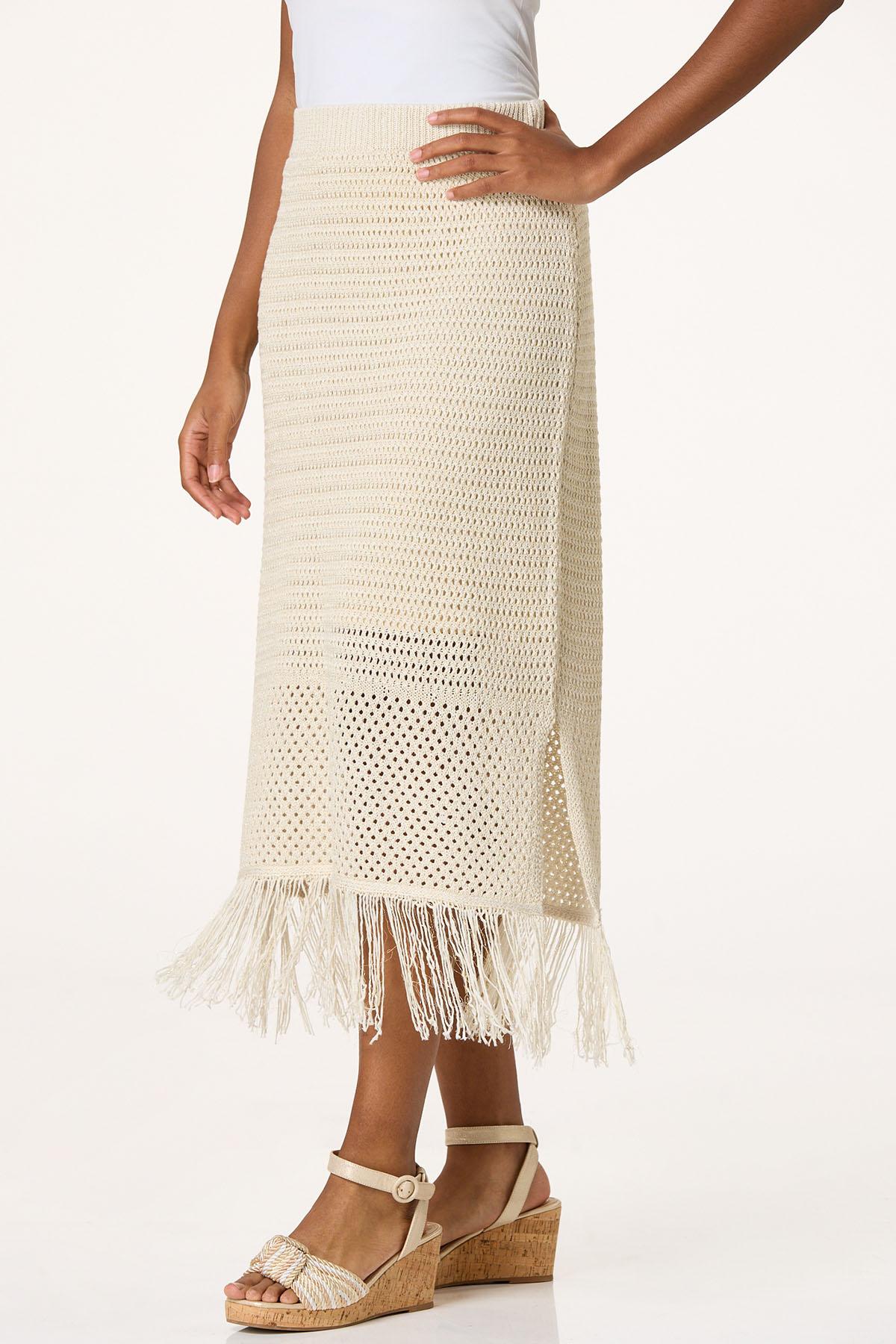 Metallic Crochet Midi Skirt