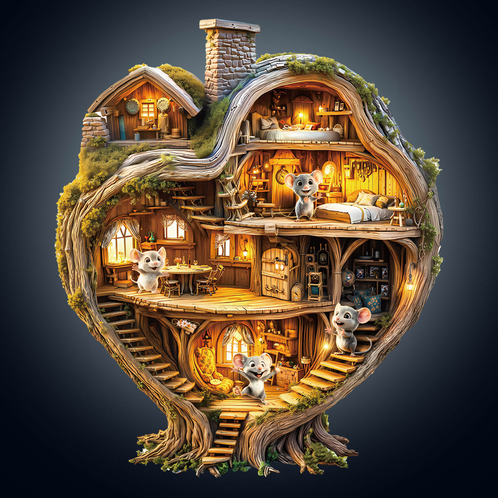 Heart Tree House Wooden Jigsaw Puzzle