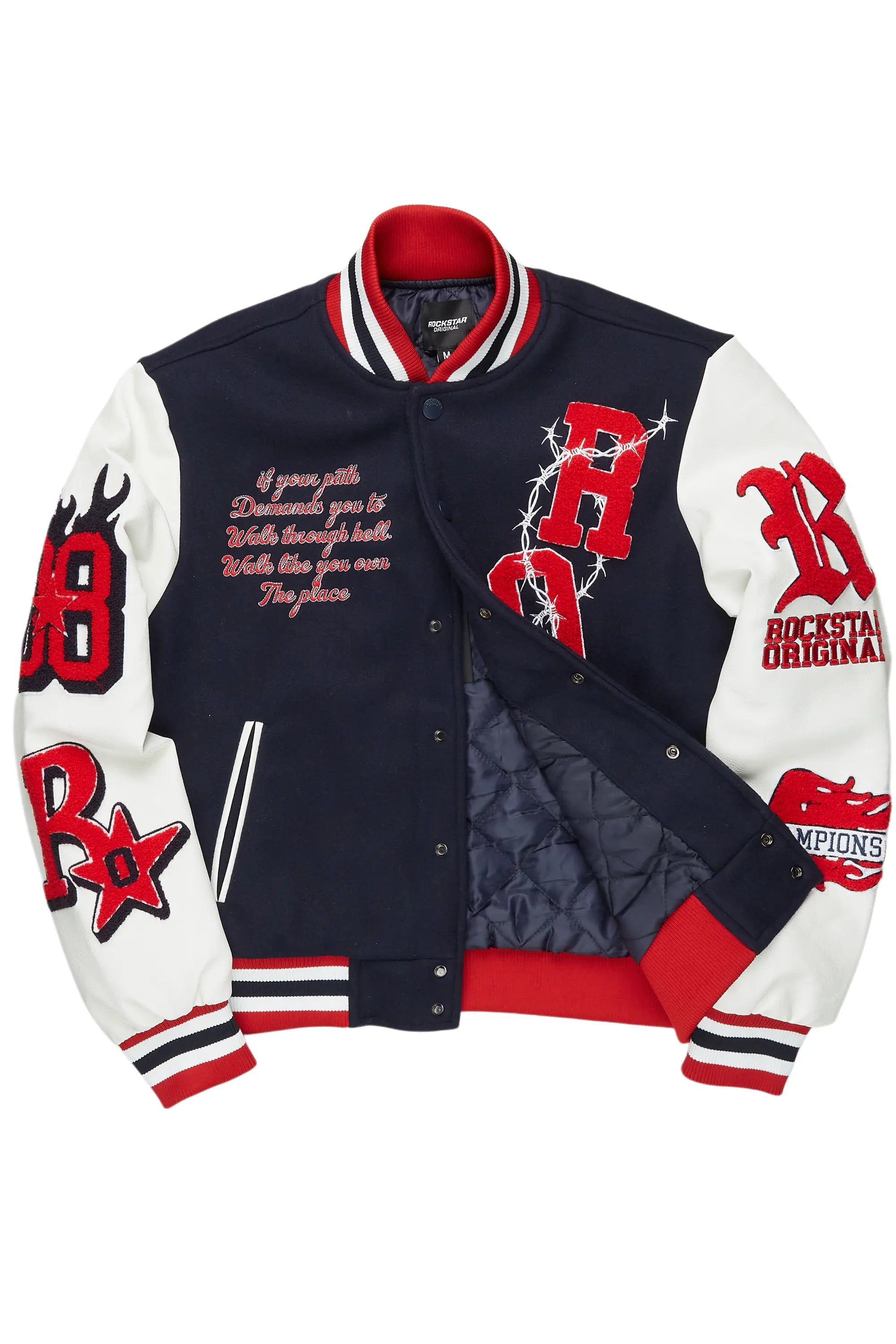 Sherniqua Navy Oversized Varsity Jacket