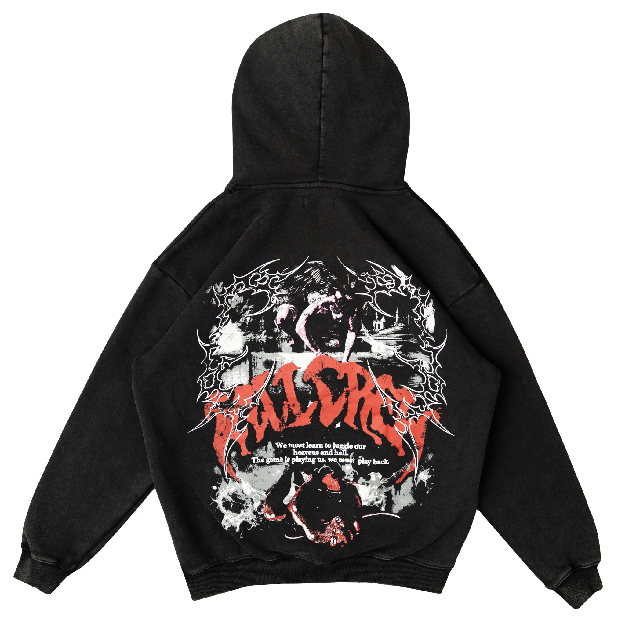OVERSIZED LUX DUALITY HOODIE - BLACK