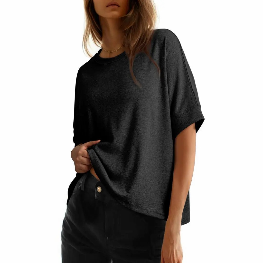 Women's Oversized Basic Tee – Soft Breathable Short Sleeve T-Shirt