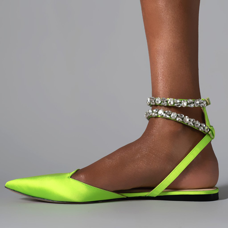 Statement Rhinestone Flat Pionted Sandals