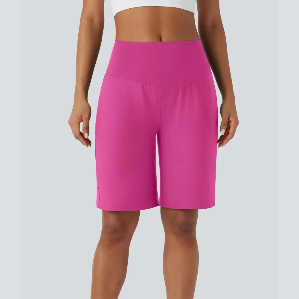 Airy High Waisted Pockets Cool Touch Yoga Bermuda Shorts