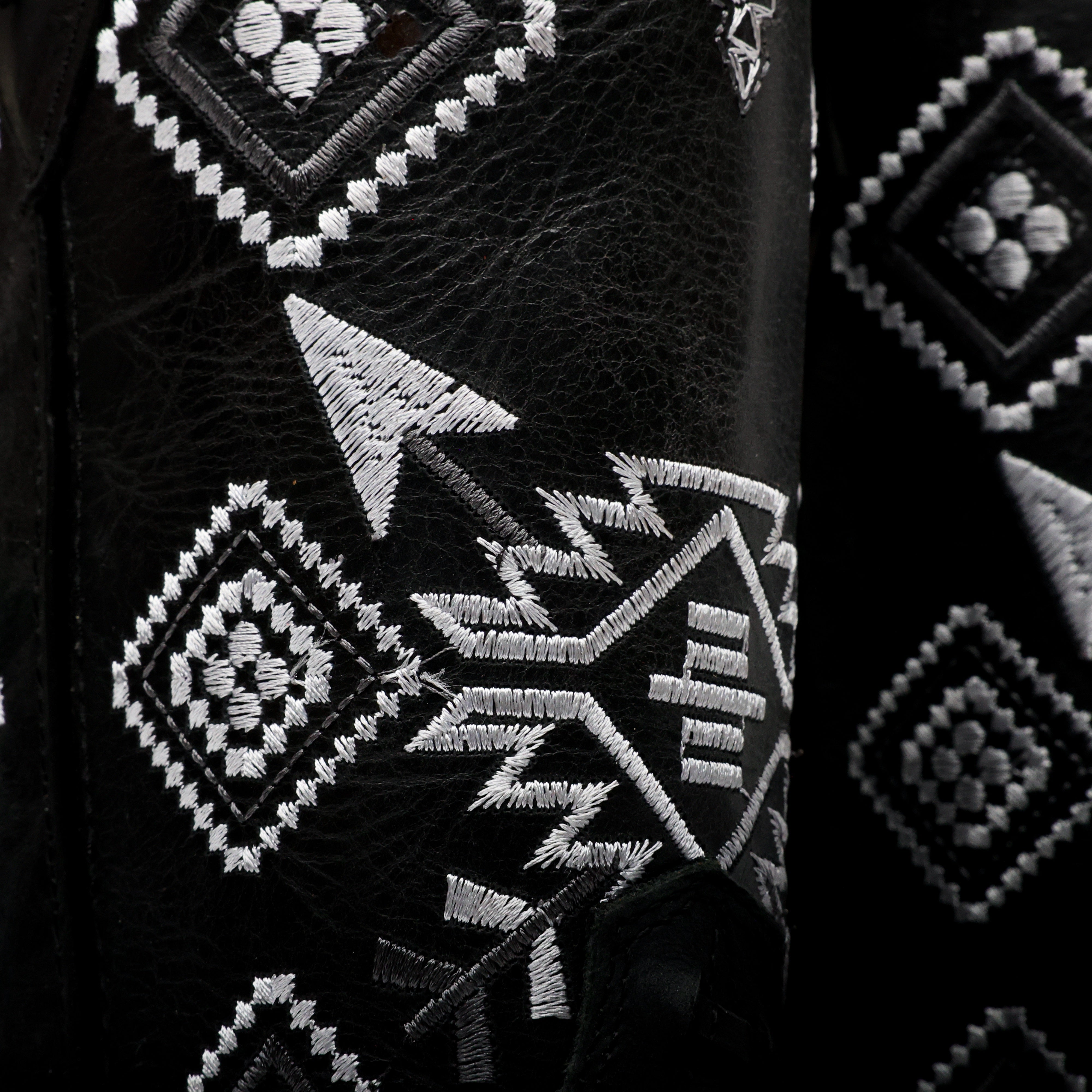 Black Basketweave Leather Boots - Square Toe