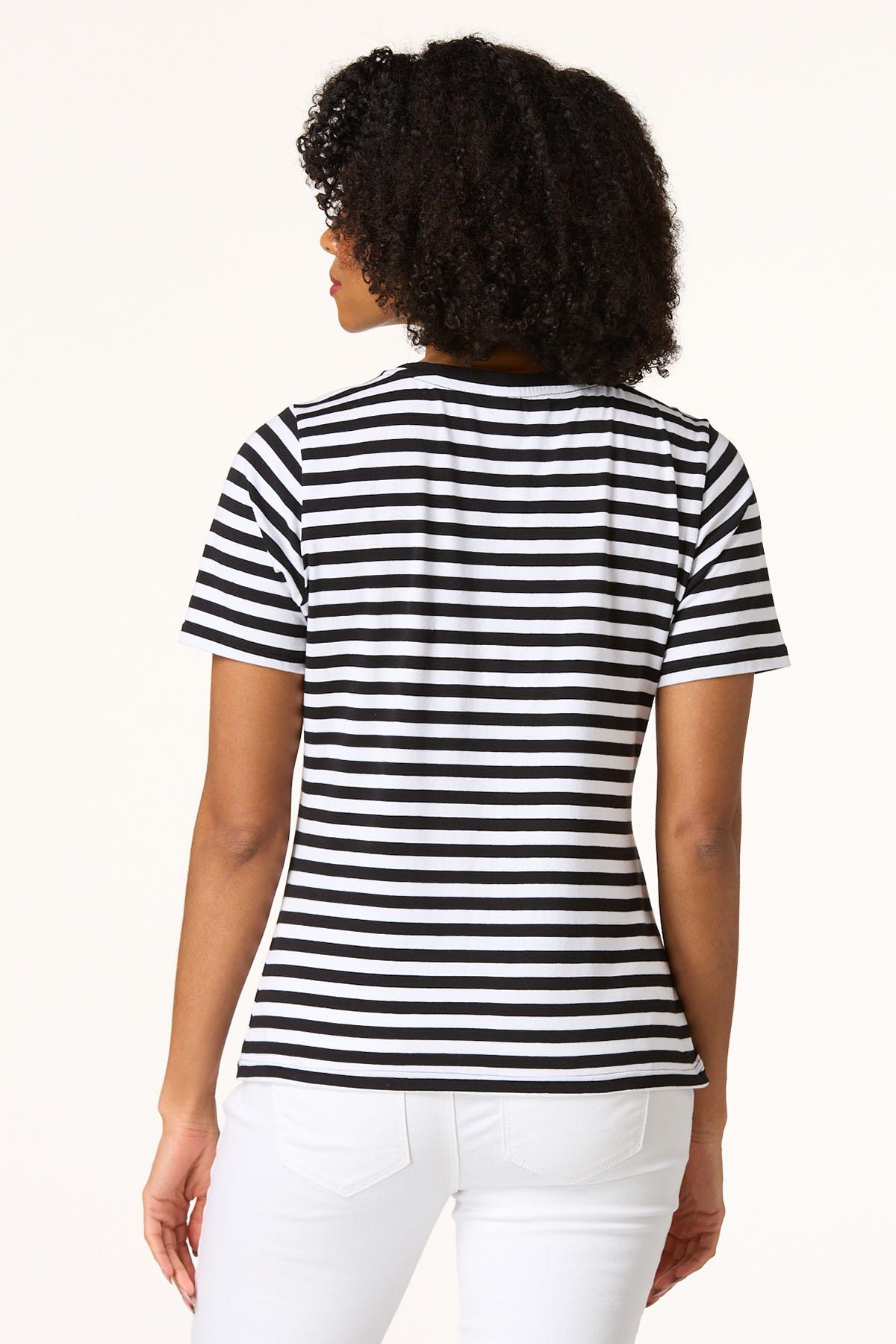 Stripe Sequin Rose Top